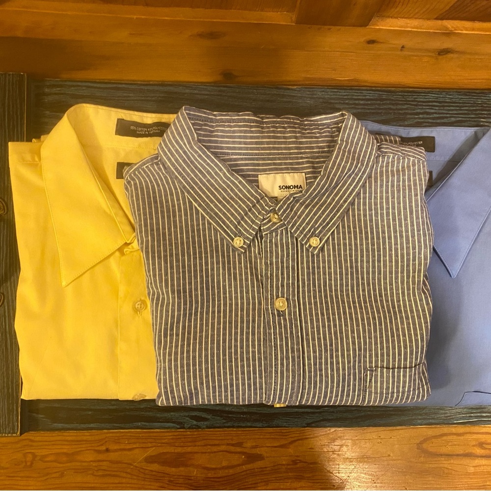 3 Pc Croft & Barrow 2 Pc & One Sonoma Dress Shirts Bundle
